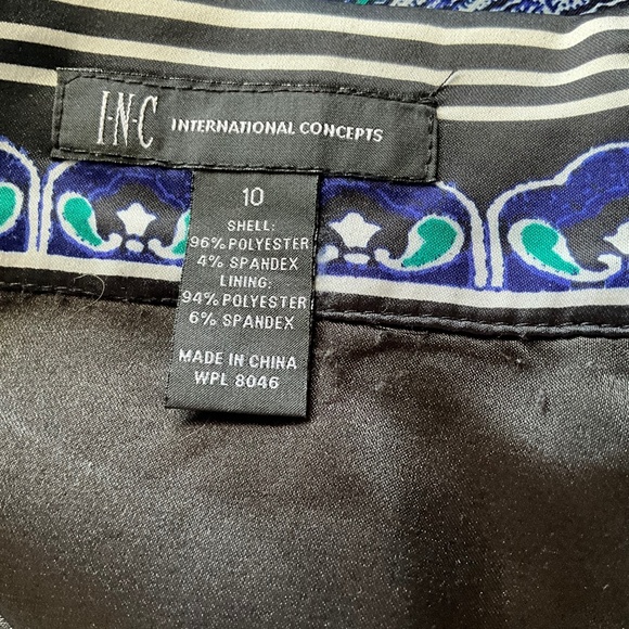 INC 10 Art to Wear Maximalist Pencil Skirt Mod Paisley Office Purple White 10 - Picture 8 of 8